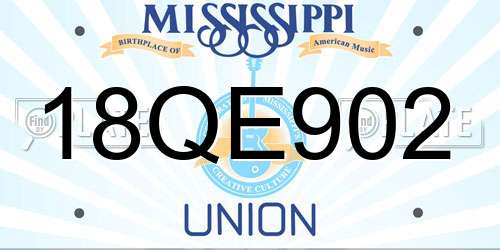 18QE902 Mississippi License Plate