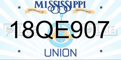 18QE907 Mississippi License Plate