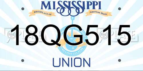 18QG515 Mississippi License Plate