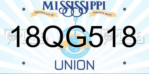 18QG518 Mississippi License Plate