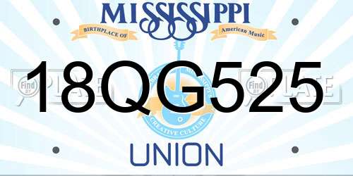 18QG525 Mississippi License Plate