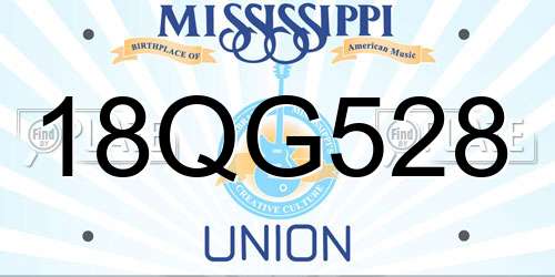 18QG528 Mississippi License Plate