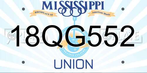 18QG552 Mississippi License Plate
