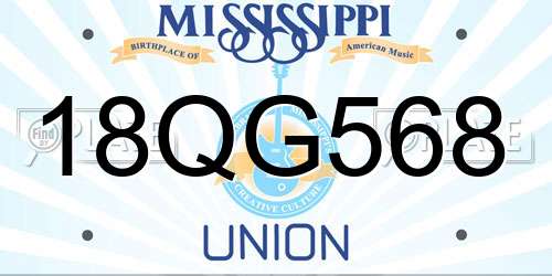 18QG568 Mississippi License Plate