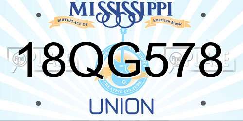 18QG578 Mississippi License Plate