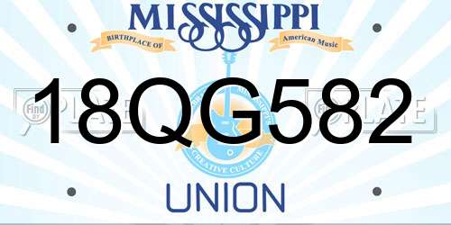 18QG582 Mississippi License Plate