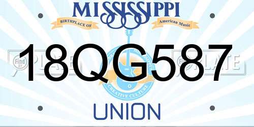18QG587 Mississippi License Plate