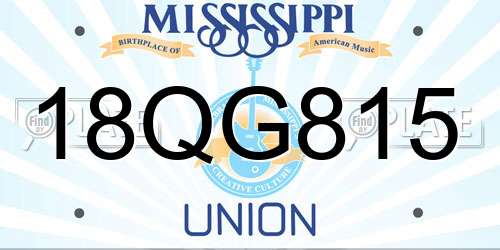 18QG815 Mississippi License Plate