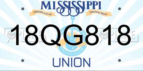 18QG818 Mississippi License Plate
