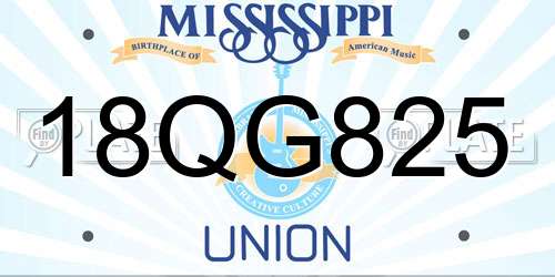 18QG825 Mississippi License Plate