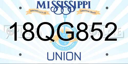 18QG852 Mississippi License Plate