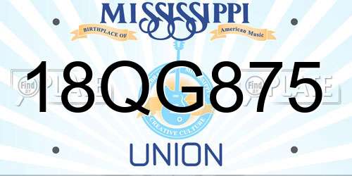 18QG875 Mississippi License Plate