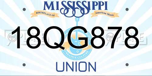 18QG878 Mississippi License Plate