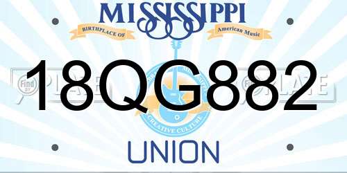 18QG882 Mississippi License Plate