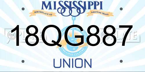 18QG887 Mississippi License Plate