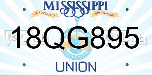 18QG895 Mississippi License Plate