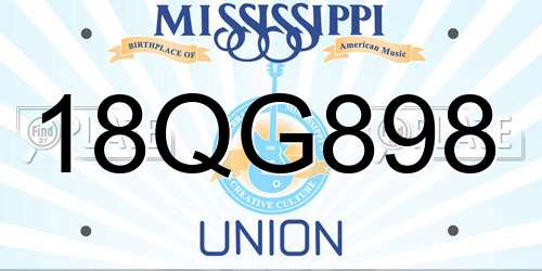 18QG898 Mississippi License Plate