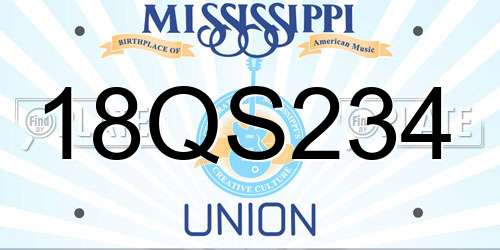 18QS234 Mississippi License Plate