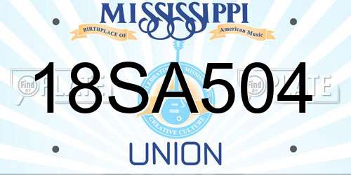 18SA504 Mississippi License Plate