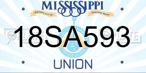 18SA593 Mississippi License Plate