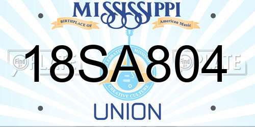 18SA804 Mississippi License Plate