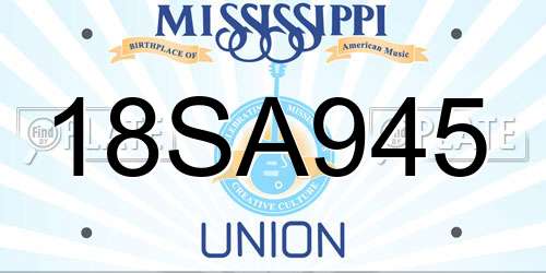 18SA945 Mississippi License Plate