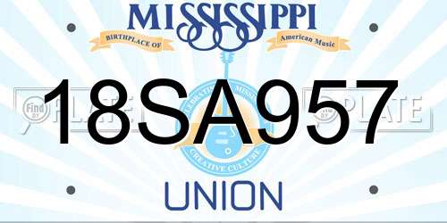18SA957 Mississippi License Plate