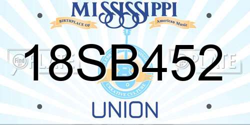 18SB452 Mississippi License Plate