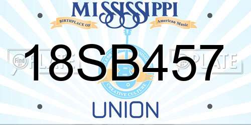 18SB457 Mississippi License Plate