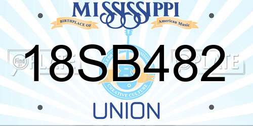 18SB482 Mississippi License Plate