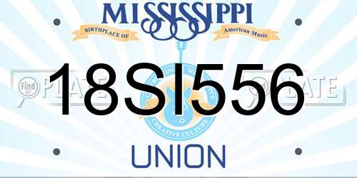 18SI556 Mississippi License Plate