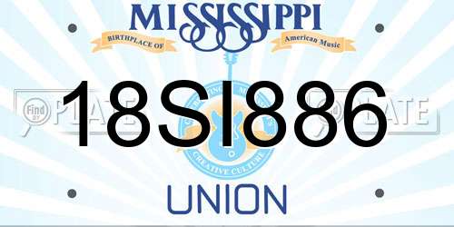 18SI886 Mississippi License Plate
