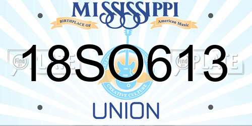 18SO613 Mississippi License Plate