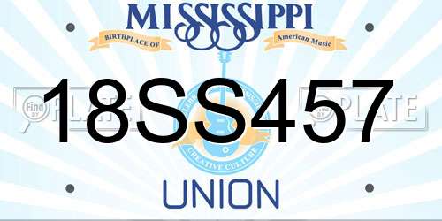 18SS457 Mississippi License Plate