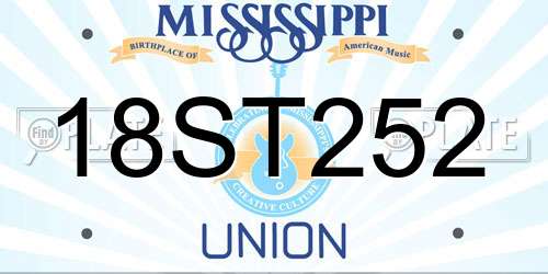 18ST252 Mississippi License Plate