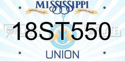 18ST550 Mississippi License Plate