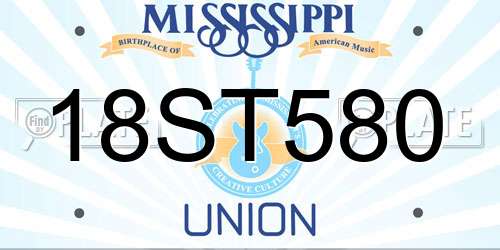 18ST580 Mississippi License Plate