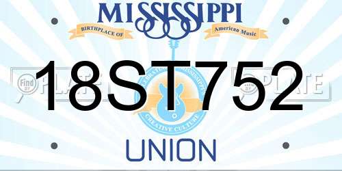 18ST752 Mississippi License Plate