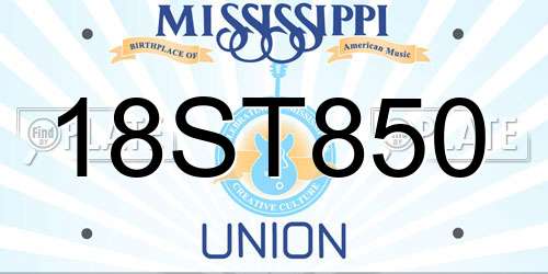 18ST850 Mississippi License Plate
