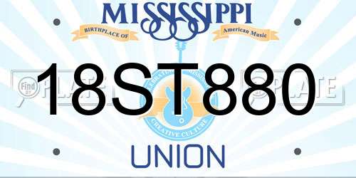18ST880 Mississippi License Plate
