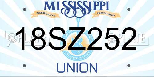18SZ252 Mississippi License Plate