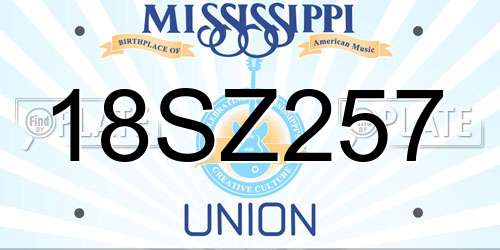18SZ257 Mississippi License Plate
