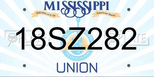 18SZ282 Mississippi License Plate