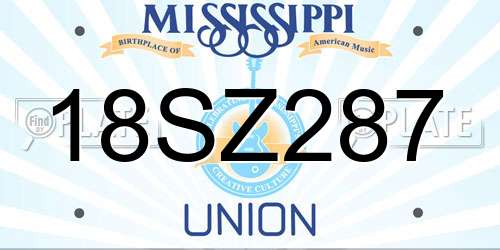 18SZ287 Mississippi License Plate
