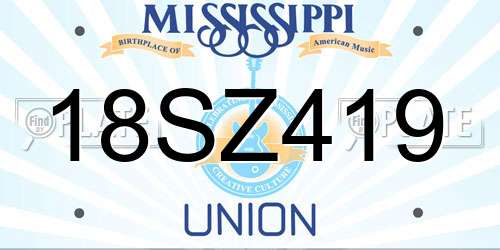 18SZ419 Mississippi License Plate
