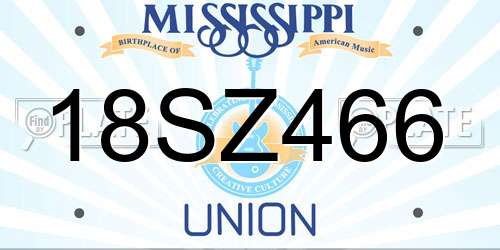 18SZ466 Mississippi License Plate