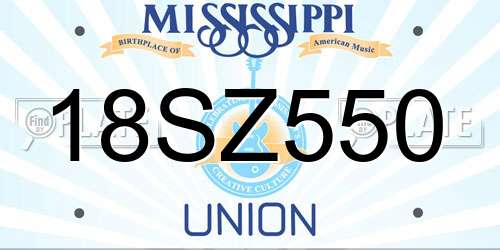 18SZ550 Mississippi License Plate