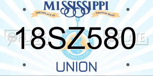 18SZ580 Mississippi License Plate