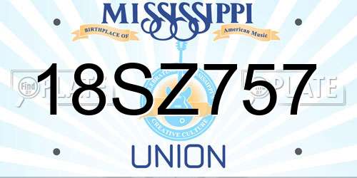 18SZ757 Mississippi License Plate