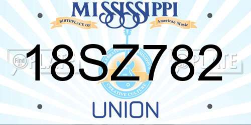 18SZ782 Mississippi License Plate